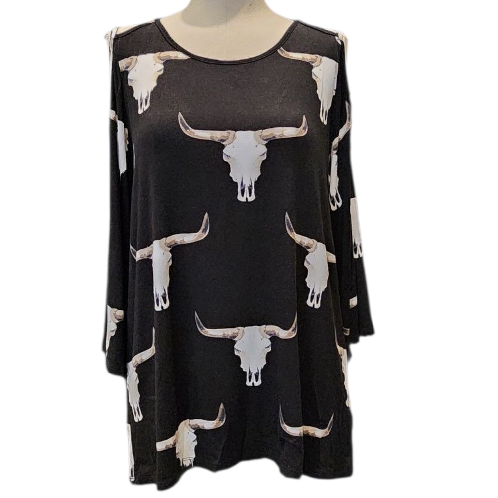 Peach Love Cow Skull Top